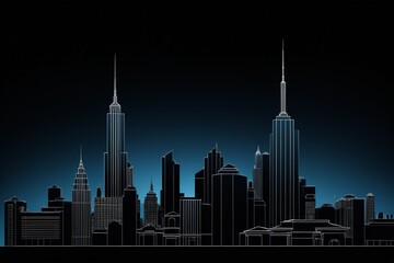 Fototapeta premium arafed city skyline with skyscrapers at night with blue sky