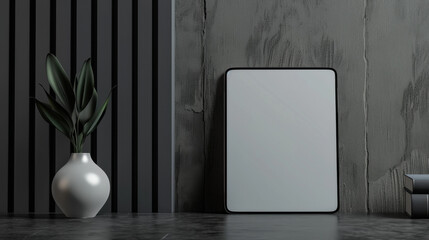 tablet mockup with blank screen standing on surface