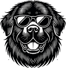 Newfoundland Dog Face Vector Black Silhouette Cricut Design for T-Shirt