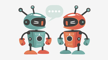Fototapeta premium A conceptual illustration depicting an AI assistant and a user in conversation, symbolizing technology and interaction.