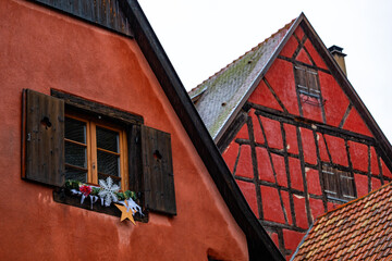 Building facades in Alsace during christmas period