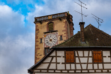 Building facades in Alsace during christmas period