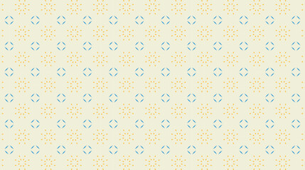 A white and blue patterned background with yellow and blue dots