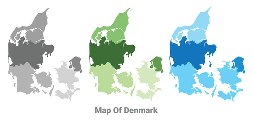 Denmark country map in different colors