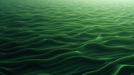 A visually calming abstract scene of rolling green hills or waves, depicted through undulating lines and layered textures.