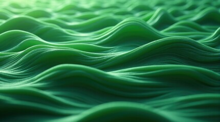Obraz premium Flowing green forms layered with textured details evoke rolling hills or waves, creating a tranquil and harmonious abstract visual.