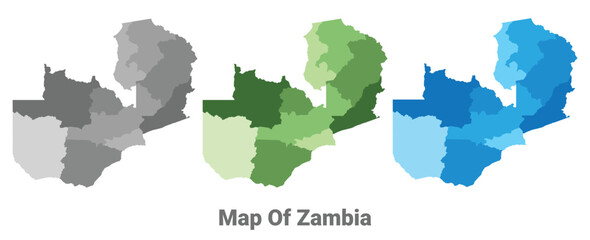 Zambia country map in different colors