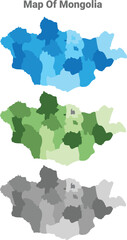 Mongolia country map in different colors