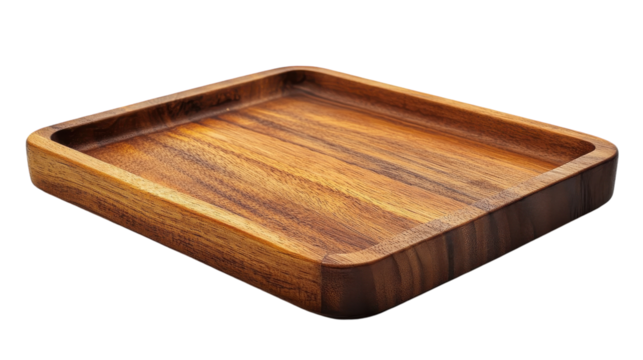 A handcrafted wooden tray showcasing rich grain and elegant craftsmanship for dining