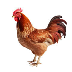 Rooster Standing on White Surface on transparent background