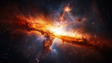 Enchanted Galaxy, a captivating 3D minimalist depiction of a vast galaxy filled with stars and vibrant nebulae, inviting exploration and wonder