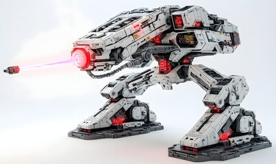 Futuristic robotic weapon firing laser beam.