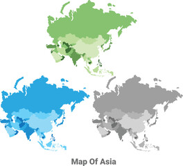 Asia map in different colors