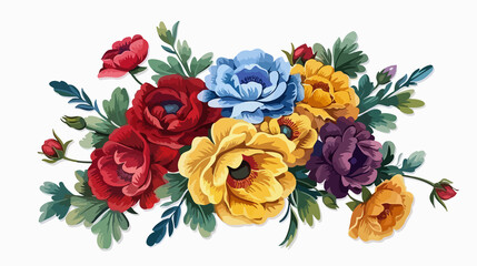 A cute floral bouquet in vector illustration, showcasing bright and delicate blossoms arranged beautifully.