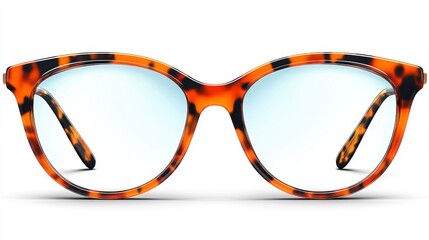 Tortoise shell eyeglasses with blue-light filter lenses.