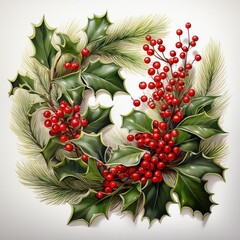 christmas wreath with poinsettia