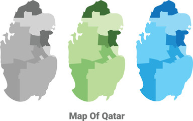 Qatar country map in different colors