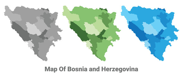 Bosnia country map in different colors