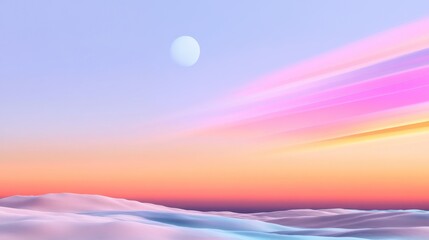 Fototapeta premium Serene Sunset Gradient, a breathtaking sky adorned with intricate pink, orange, and purple hues creating a tranquil evening atmosphere