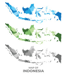 Indonesia country map in different colors