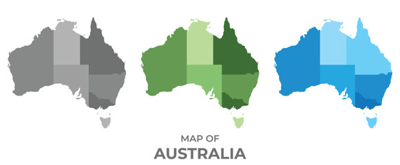Australia country map in different colors