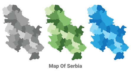 Serbia country map in different colors