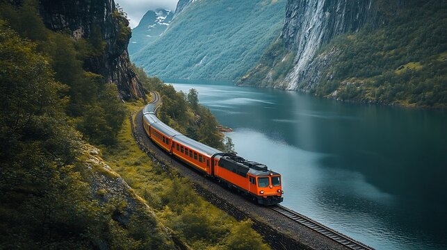 Scenic Train Ride Through the Majestic Norwegian Fjords