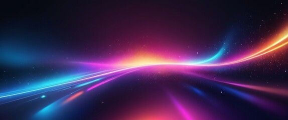 Fototapeta premium Cosmic Glow: A vibrant abstract background with swirling neon lights, evoking a sense of cosmic energy and limitless possibilities. The image features a mesmerizing interplay of color and light.