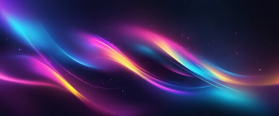 Fototapeta premium Cosmic Flow: Abstract artwork of vibrant, swirling neon lights against a dark background, evoking a sense of energy, movement, and cosmic wonder.