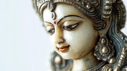 Detailed Close-up of a Hindu Goddess Sculpture