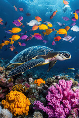 Obraz premium green sea turtle swimming