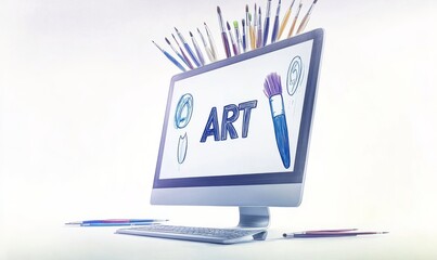 Black and white fine art stationary doodle and tool model icon in an isolated setting. The design is perfect for school education or document decoration, featuring a subject header text, produced in