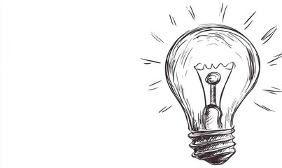 Modern illustration featuring a single continuous line art of a light bulb, representing a creative solution in the form of a team work lamp concept design sketch outline drawing