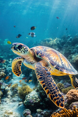 Obraz premium green sea turtle swimming