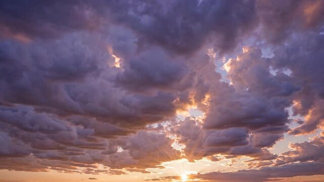 Sunset colors clouds on sky timelapse, colorful cloudscape