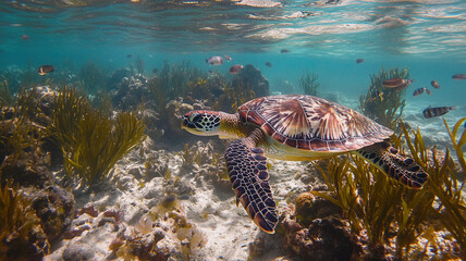 Naklejka premium turtle swimming