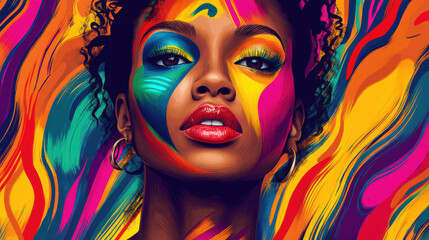 Fototapeta premium Bright and Colorful African Woman Illustration: Black history month