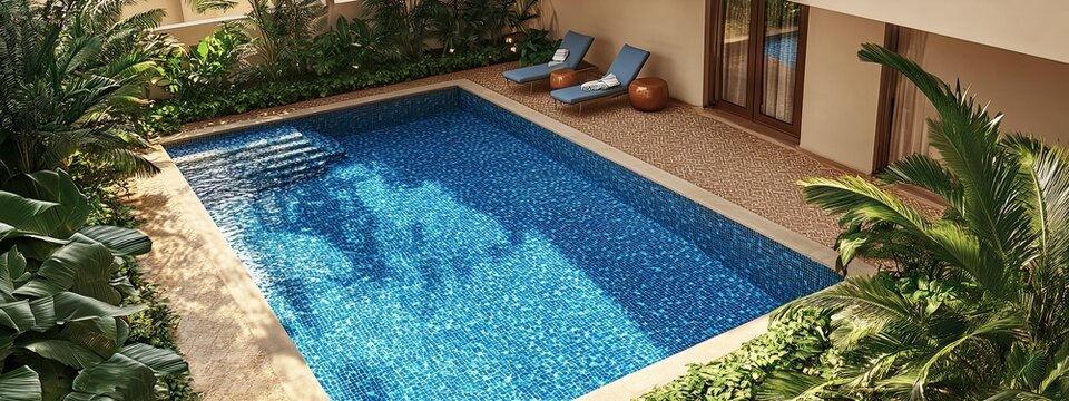 Pool swimming water luxury hotel poolside background beach resort summer. Edge swimming water board pool spa aesthetic empty fence small diving outdoor palm private texture gate swim villa mosaic.