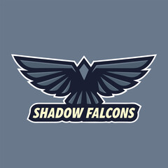 Dynamic Shadow Falcon logo vector design perfect for sports teams and business branding. Features a sleek, modern, and professional emblem ideal for corporate identity and athletics.