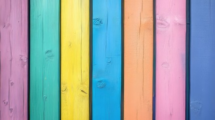 
Pastel rainbow painted wooden planks in soft colors, vibrant summer background, LGBT pride colors, bright and cheerful d&eacute;cor