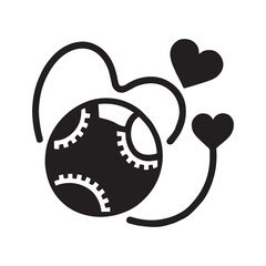 Valentine's Day, American ball smile funny vector silhouette illustration