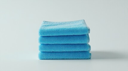 neat stack of microfiber cloths arranged on clean white background with generous copy space for branding