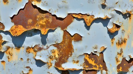 Fototapeta premium Detailed View of Weathered Metal Surface with Peeling Paint