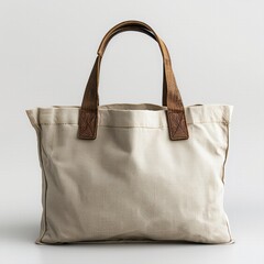 Mockup of a Blank Canvas Tote Bag Isolated on a White Background for Eco-Friendly Merchandise Design