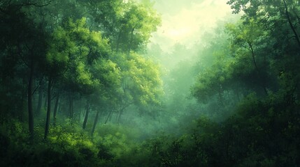 Obraz premium Lush Misty Forest Path Inviting Outdoor Adventure in a Tranquil Natural Landscape