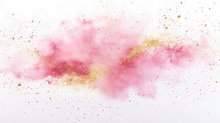Obraz premium Pink watercolor explosion with gold glitter accents