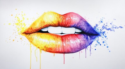 A modern AI illustration of a pink female with red lips against a playful, retro, and colorful pop art backdrop. Suitable for trendy posters and banners