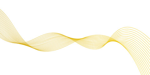 Flowing wave pattern golden color smooth curve shape isolated on transparent background. Vector in the concept of technology, science, music, modernity.