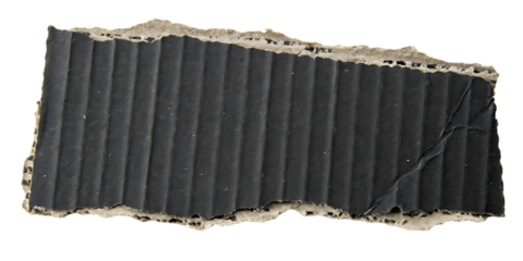 cardboard box isolated on white, Black corrugated cardboard piece