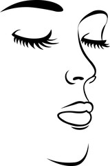 Ilustração minimalista de uma face feminina